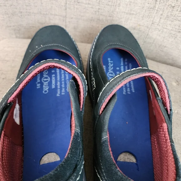 Orthfeet Blue Athens Mary Jane Leather Shoes Womes Size 9 Medium Velcro - Picture 10 of 15